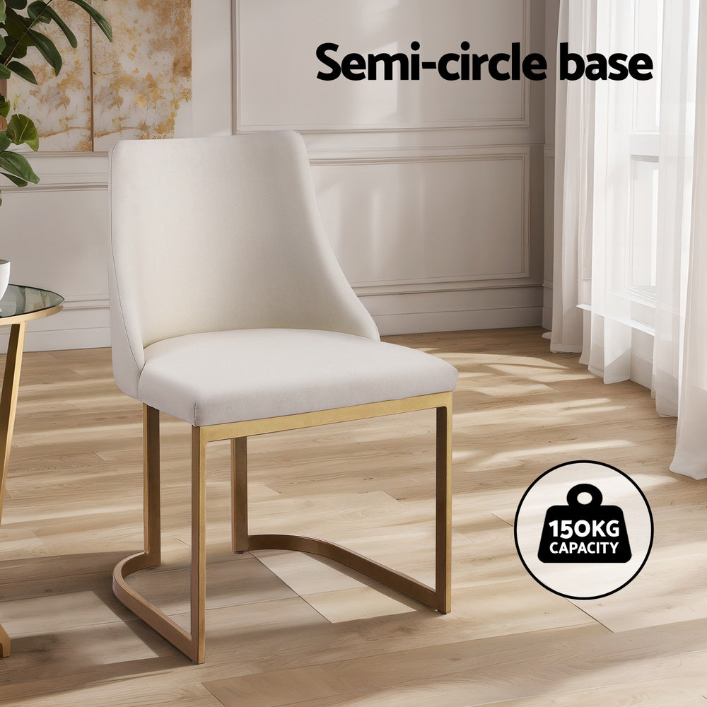 Isobel Set of 2 Dining Chairs Linen Fabric - Beige