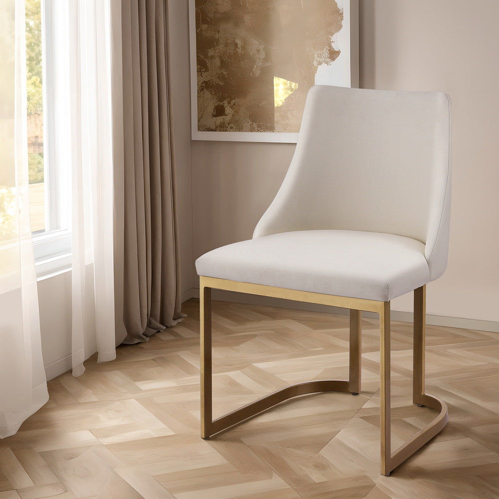 Isobel Set of 2 Dining Chairs Linen Fabric - Beige