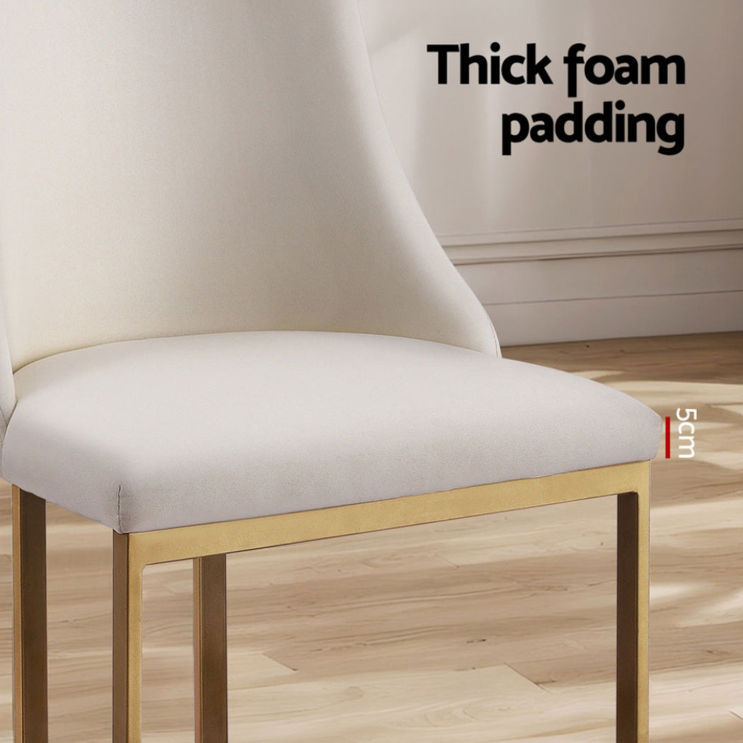 Isobel Set of 4 Dining Chairs Linen Fabric - Beige