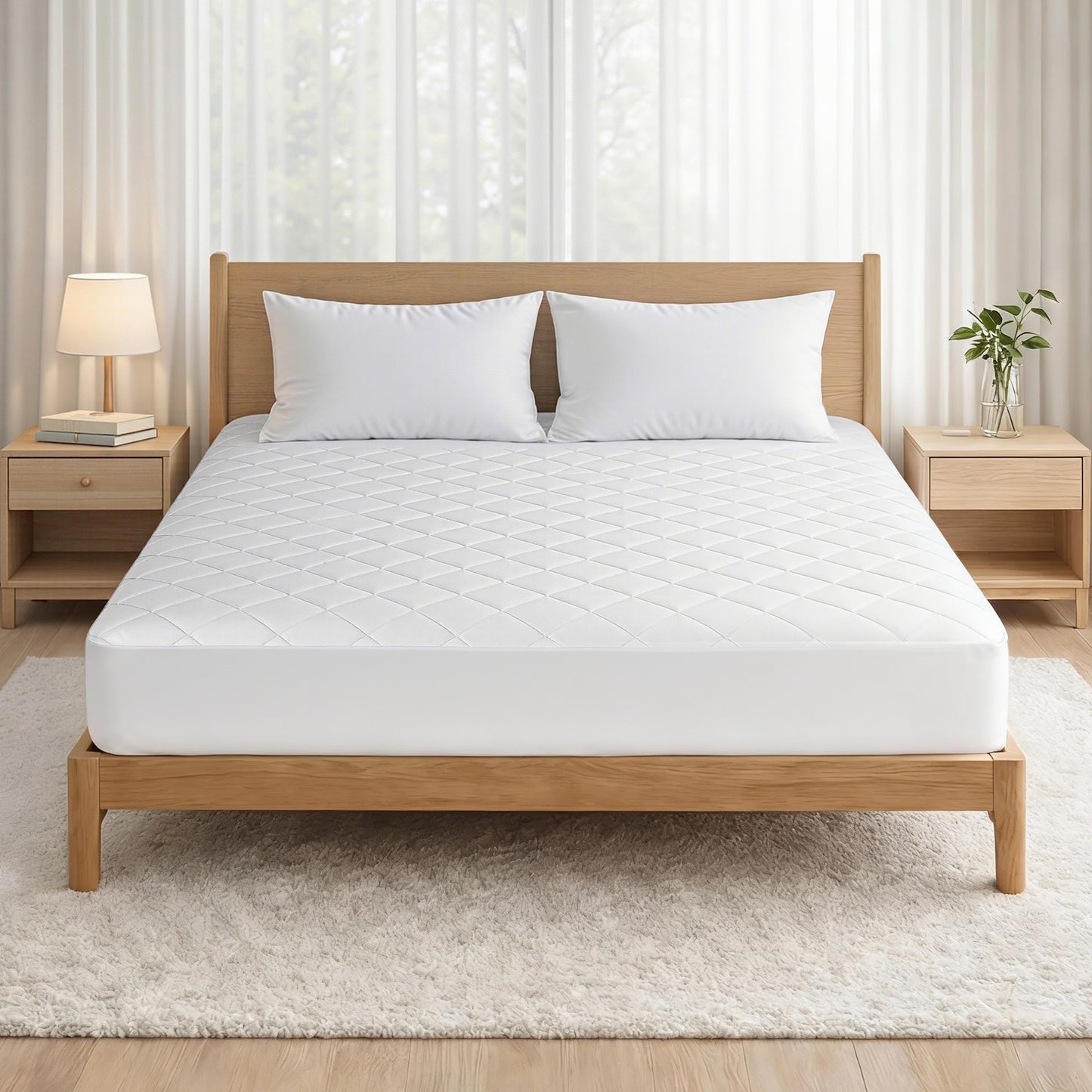 King Giselle Waterproof Mattress Protector 100% Cotton Quilted Fitted Cover