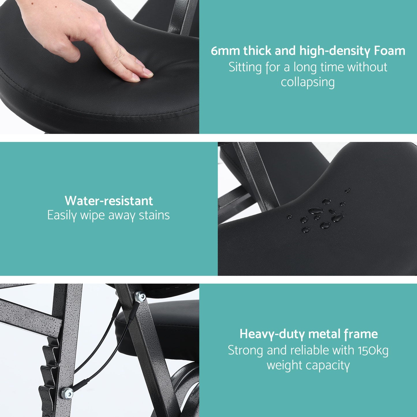 Portable Massage Chair Lightweight Folding Tattoo Lash Beauty Bed - Black