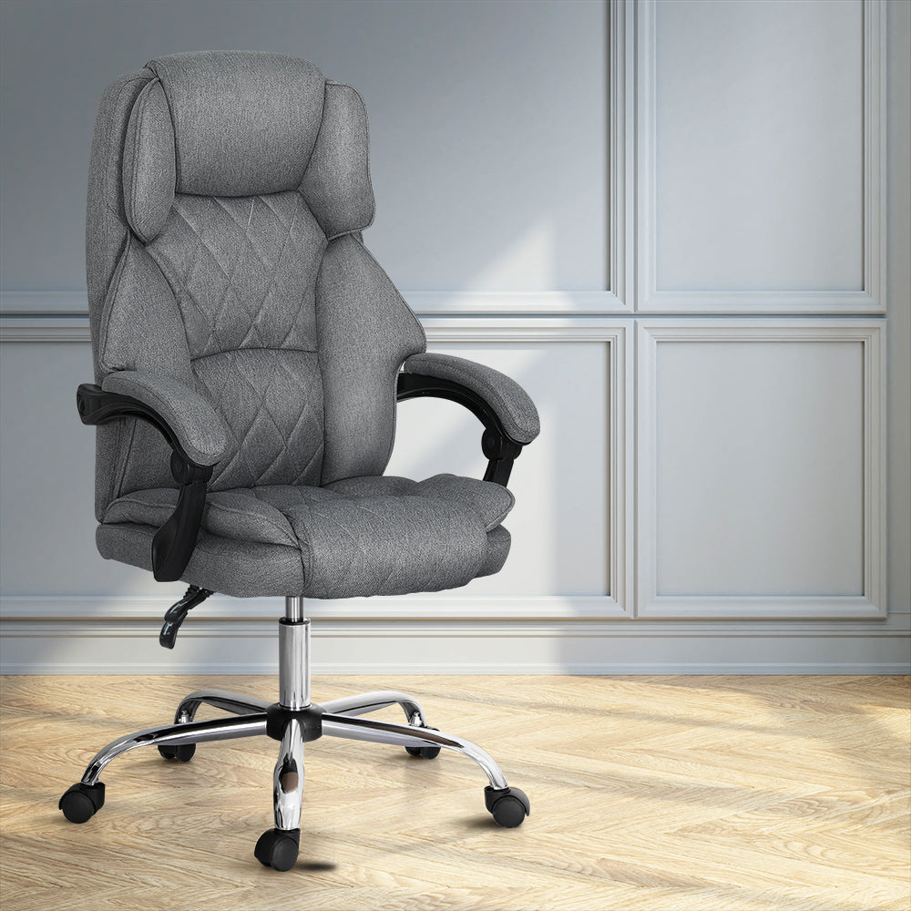 Artiss Executive Office Chair Fabric Recliner Grey – Factory Buys