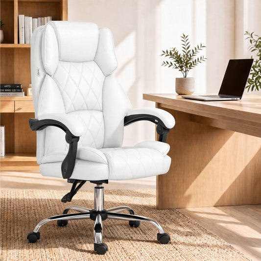 Artiss Executive Office Chair Leather Recliner White