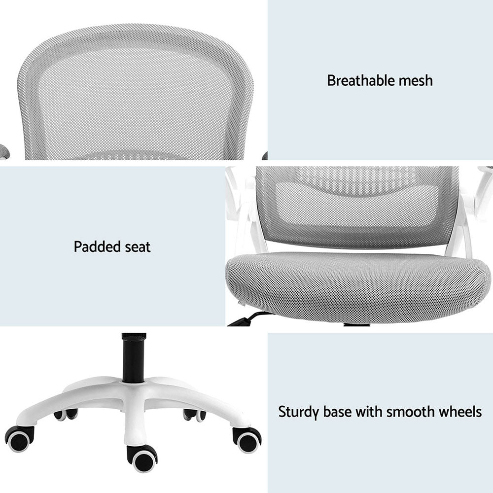 Set of 2 Artiss Mesh Office Chair Computer Gaming Desk Chairs Work Study Mid Back Grey