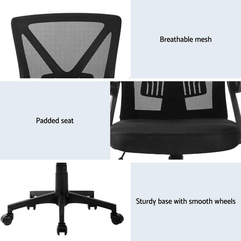 Set of 2 Artiss Mesh Office Chair Mid Back Black