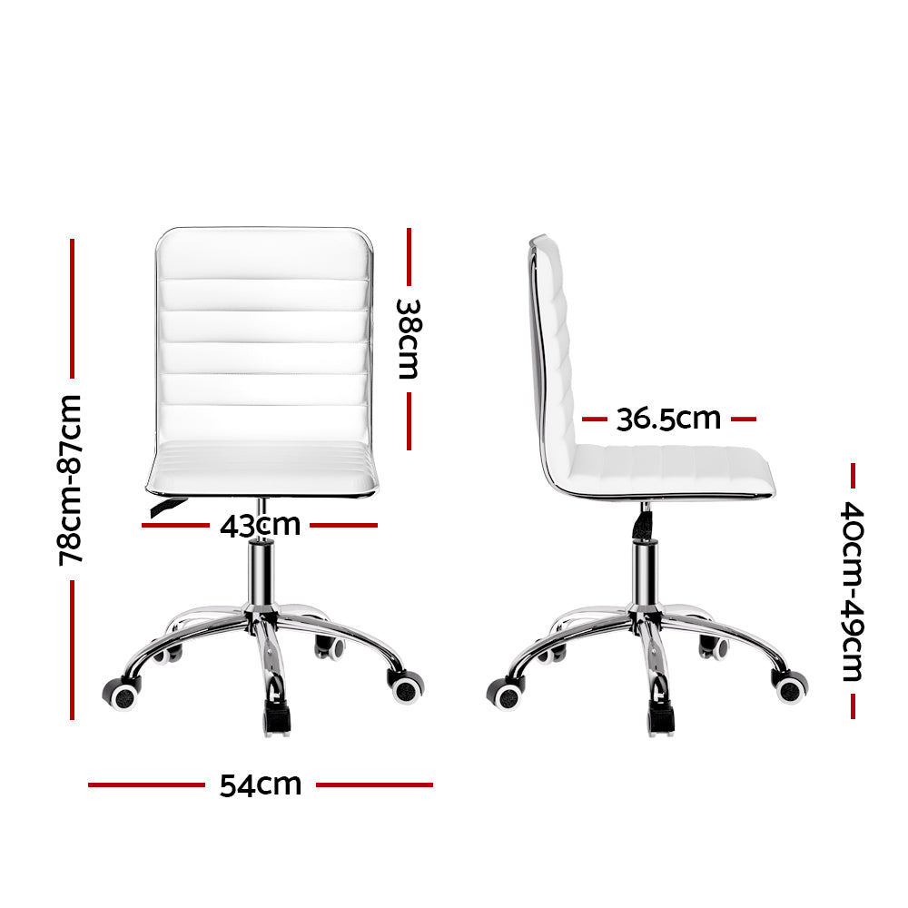 Artiss Office Chair Conference Chairs Pu Leather Low Back White