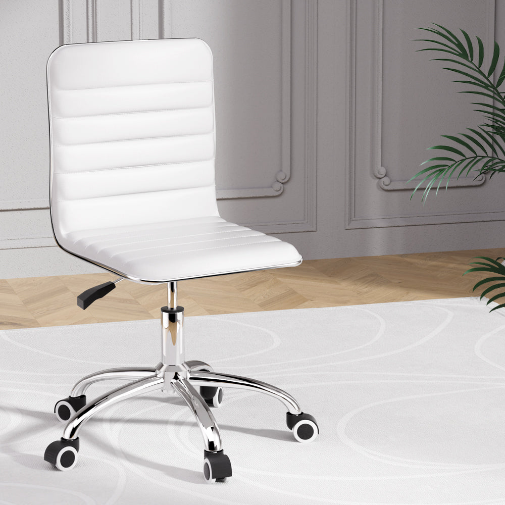 Artiss Office Chair Conference Chairs Pu Leather Low Back White