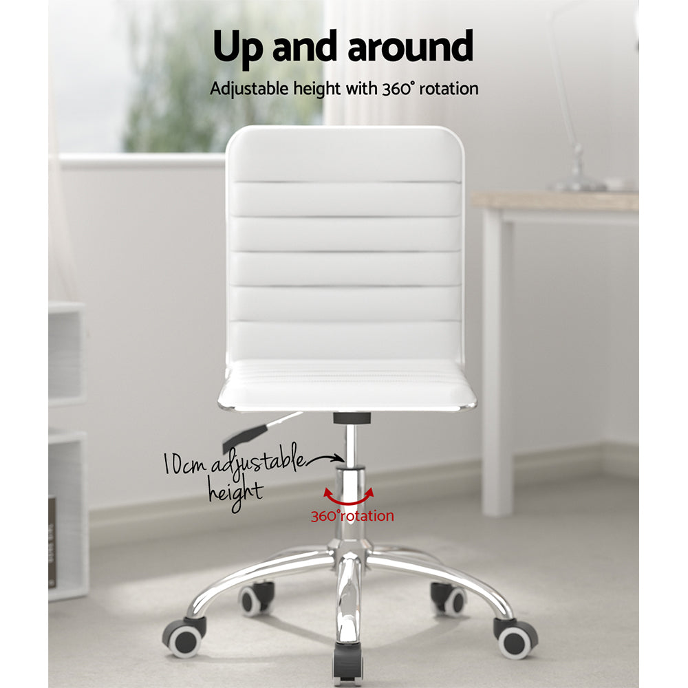 Artiss Office Chair Conference Chairs Pu Leather Low Back White