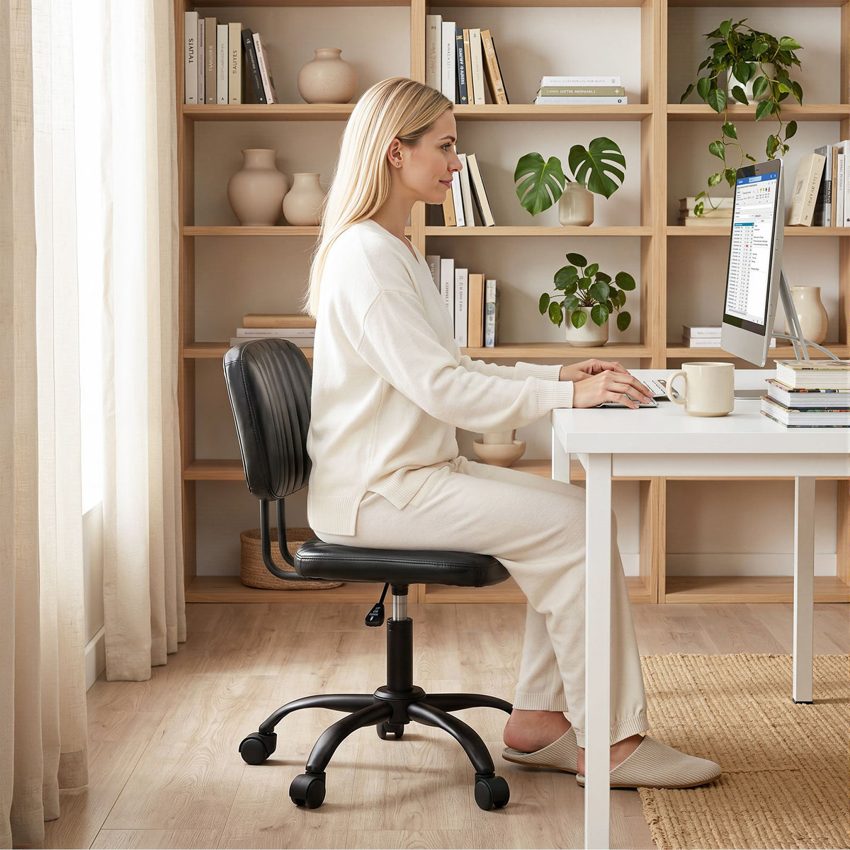 Artiss Armless Office Chair Black