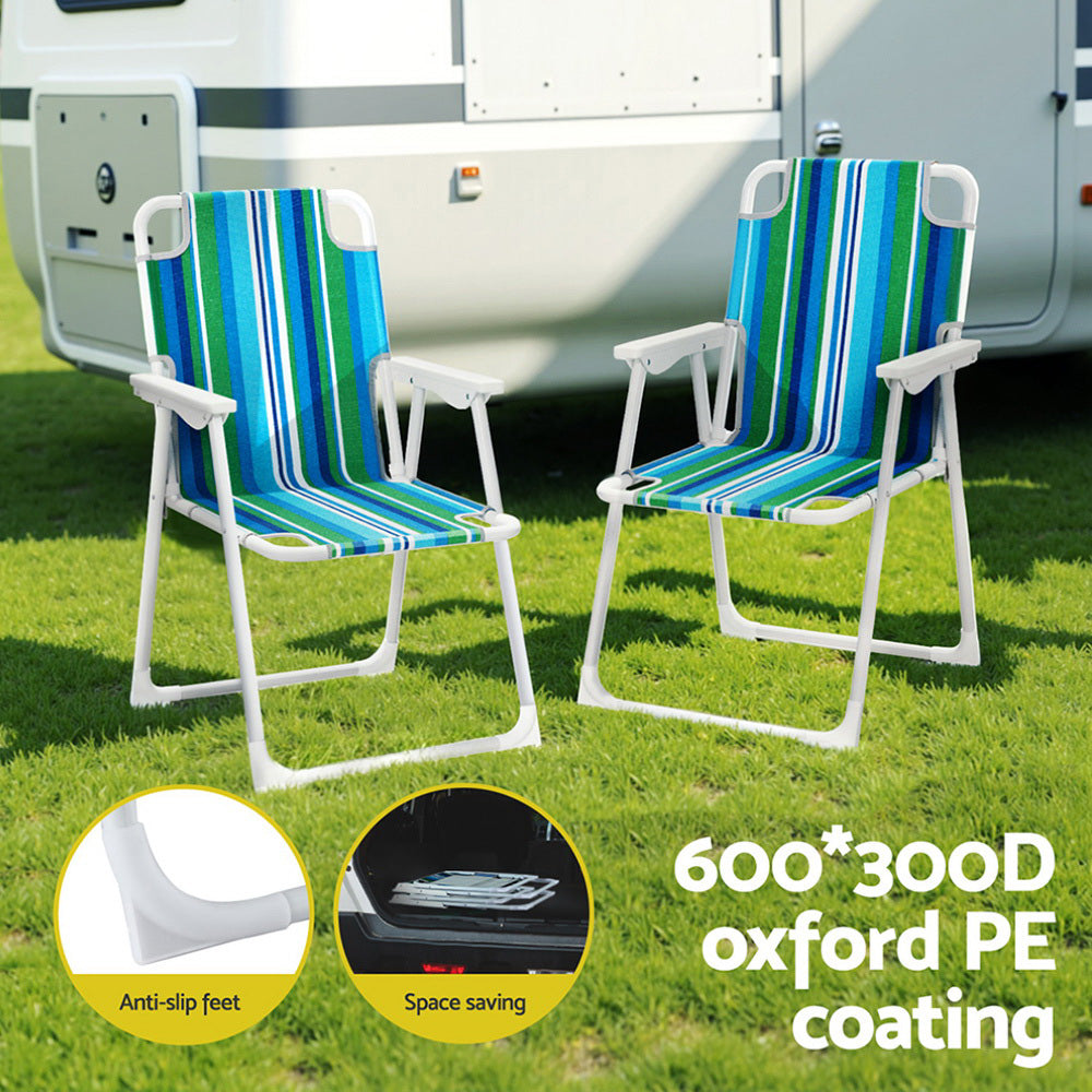 Azielle Set of 2 Outdoor Chairs Folding Camping Chair Steel Portable Patio Furniture - Black