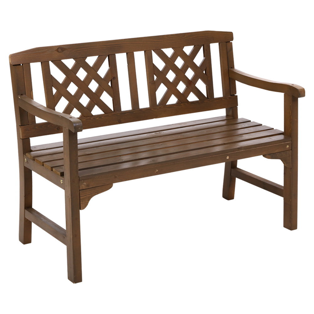 Solene Wooden Garden Bench 2 Seat Patio Furniture Timber Outdoor Lounge Chair - Natural