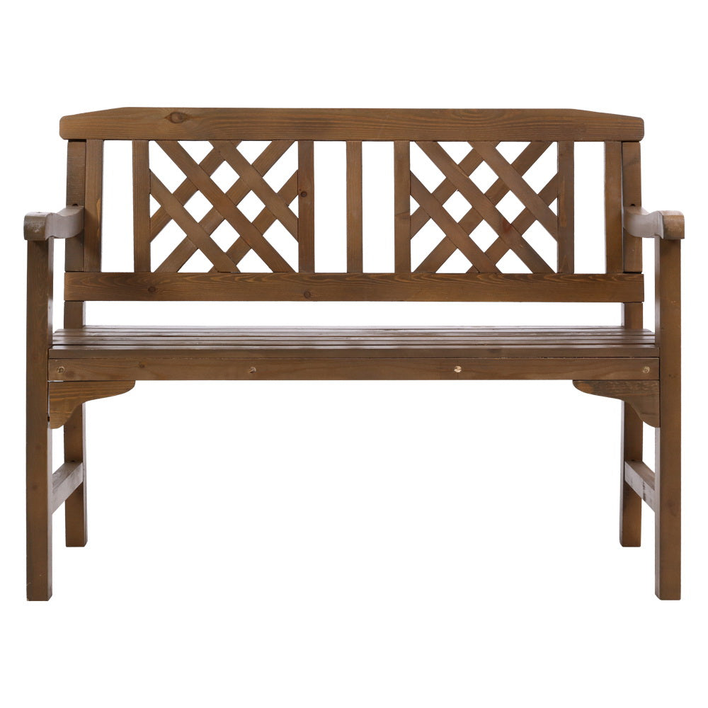 Solene Wooden Garden Bench 2 Seat Patio Furniture Timber Outdoor Lounge Chair - Natural