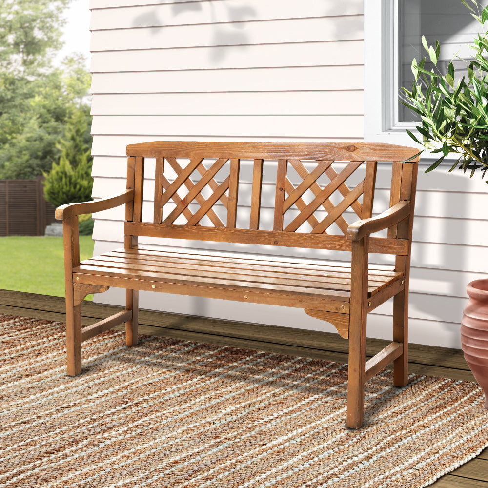 Solene Wooden Garden Bench 2 Seat Patio Furniture Timber Outdoor Lounge Chair - Natural