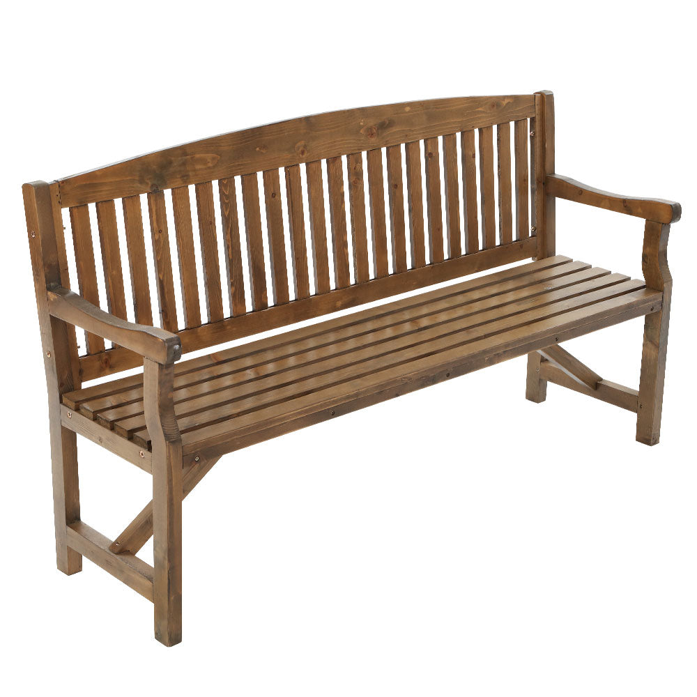 Solene Wooden Garden Bench Chair Natural Decor Patio Deck 3 Seater - Natural