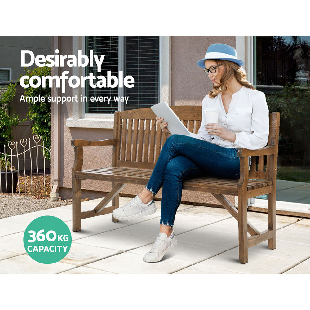 Solene Wooden Garden Bench Chair Natural Decor Patio Deck 3 Seater - Natural