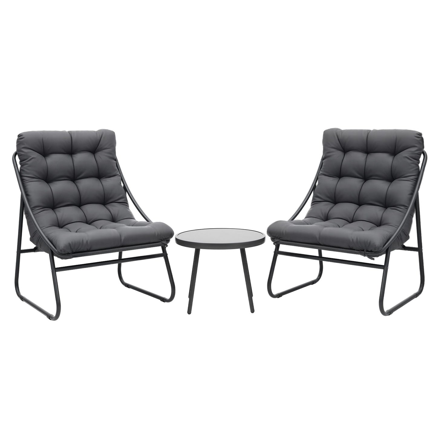 Zephira 3-Piece Outdoor Bistro Set Patio Furniture Table and Chairs Steel - Grey