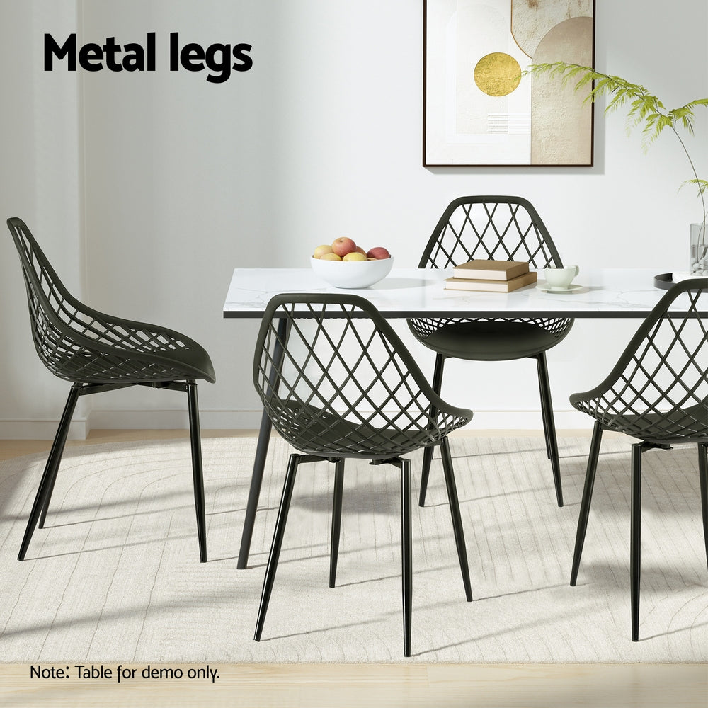 Oriana Set of 4 Outdoor Dining Chairs PP Lounge Chair Patio Garden Furniture - Black