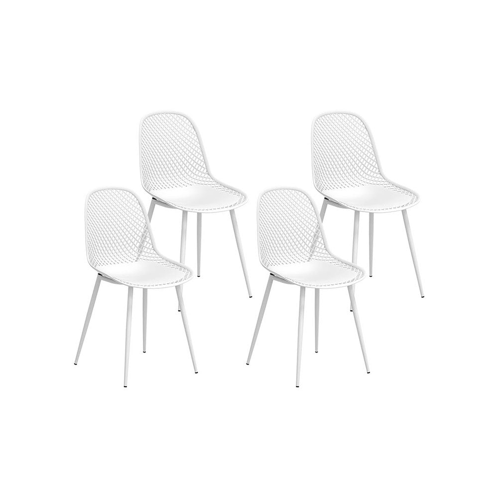 Henry Lounge Chair Patio Garden Furniture Set 4 Outdoor Dining Chairs - White