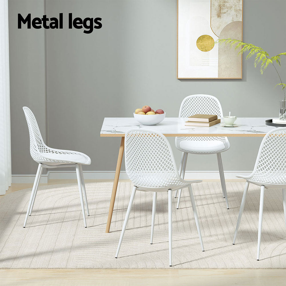 Henry Lounge Chair Patio Garden Furniture Set 4 Outdoor Dining Chairs - White