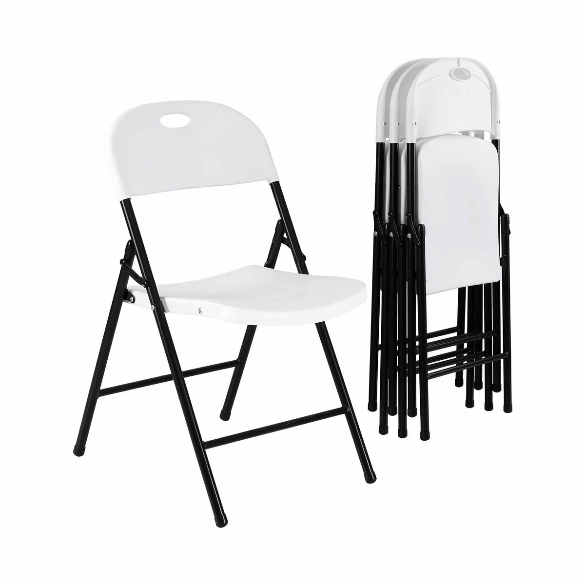 Langley Set of 4 Outdoor Dining Chairs PP Folding Chair Patio Garden Furniture - White