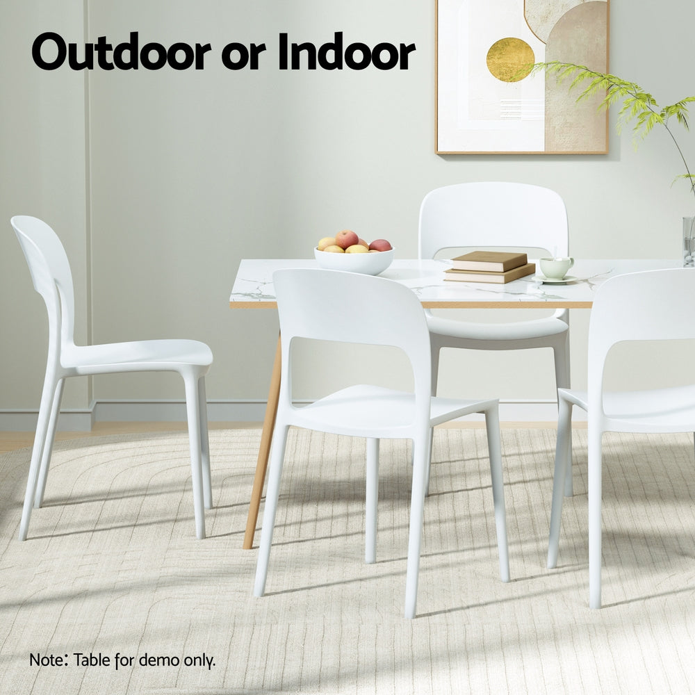 Cassiel Set of 4 Outdoor Dining Chairs Stackable PP Patio Chair Garden Furniture - White