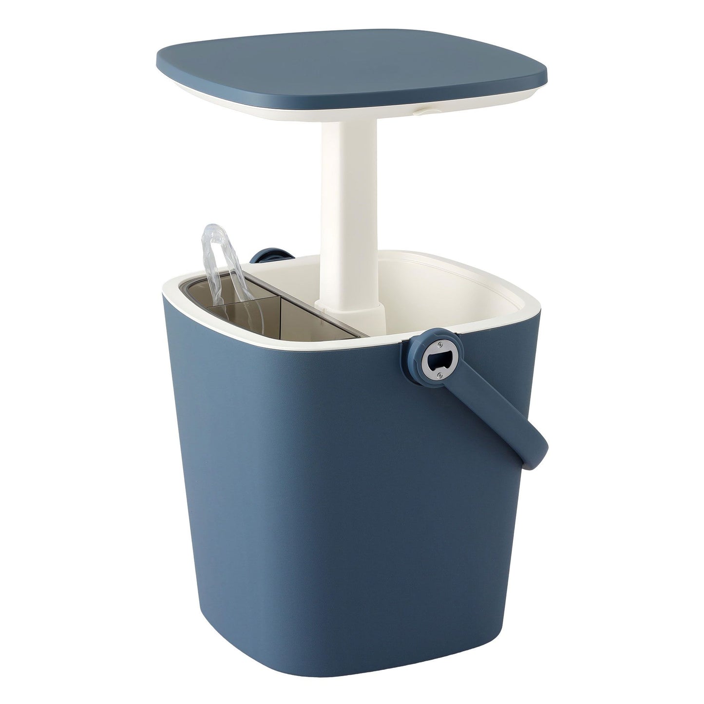 2-in-1 Outdoor Bar Table Portable Ice Bucket Cooler 15L Tong Blue