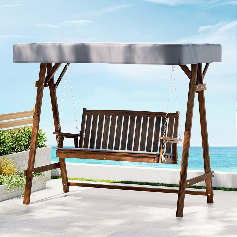Buy Wooden Swing Chair Garden Bench Canopy Seater Outdoor