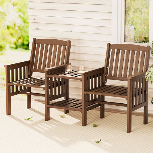 Archie Garden Bench Chair Table Loveseat Wooden Patio Park - Brown