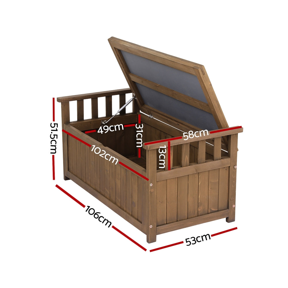 Outdoor Storage Box Wooden Garden Bench Chest Toy Tool Sheds Furniture - Brown