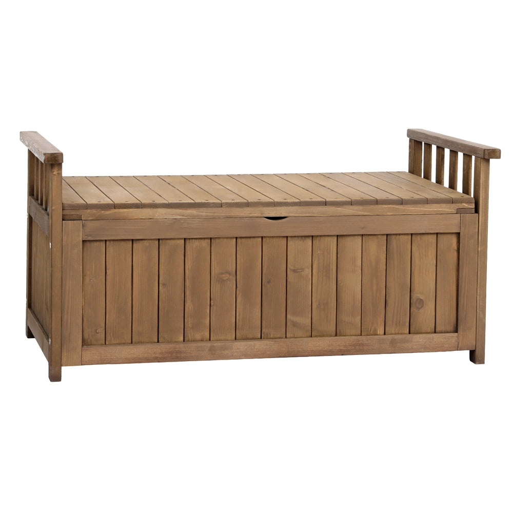 Outdoor Storage Box Wooden Garden Bench Chest Toy Tool Sheds Furniture - Brown
