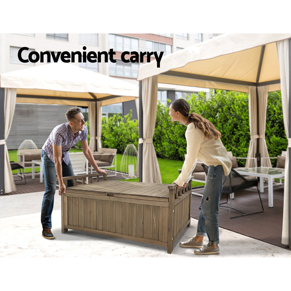 Outdoor Storage Box Wooden Garden Bench Chest Toy Tool Sheds Furniture - Brown