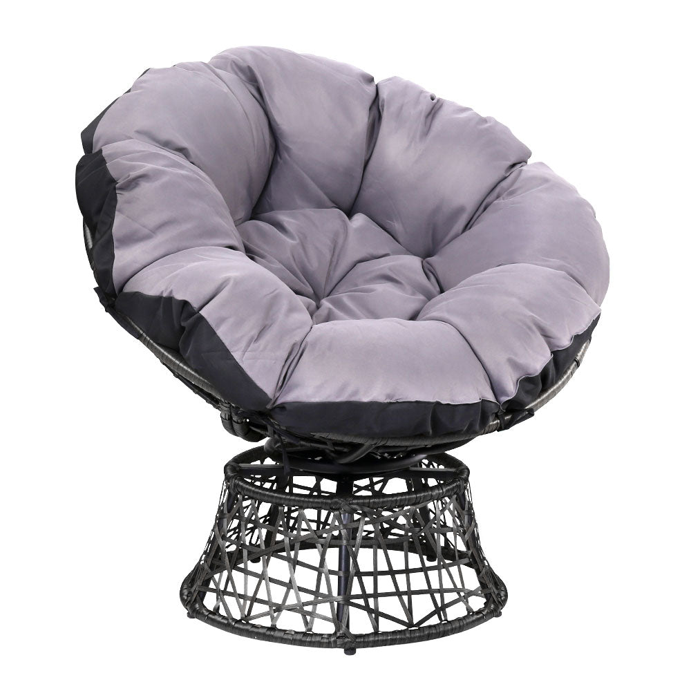 Burnley Outdoor Papasan Chairs Lounge Setting Patio Furniture Wicker - Black