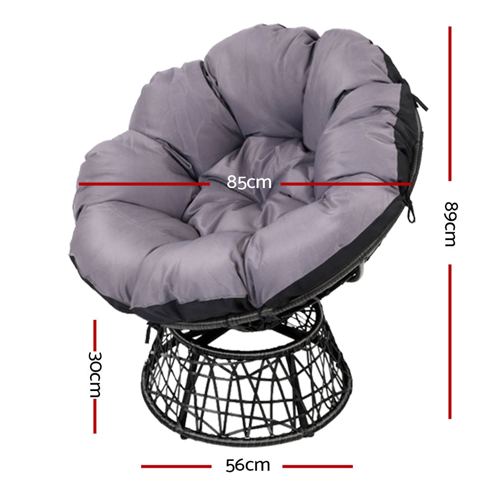 Outdoor Chairs Outdoor Furniture Papasan Chair Wicker Patio Garden - Black