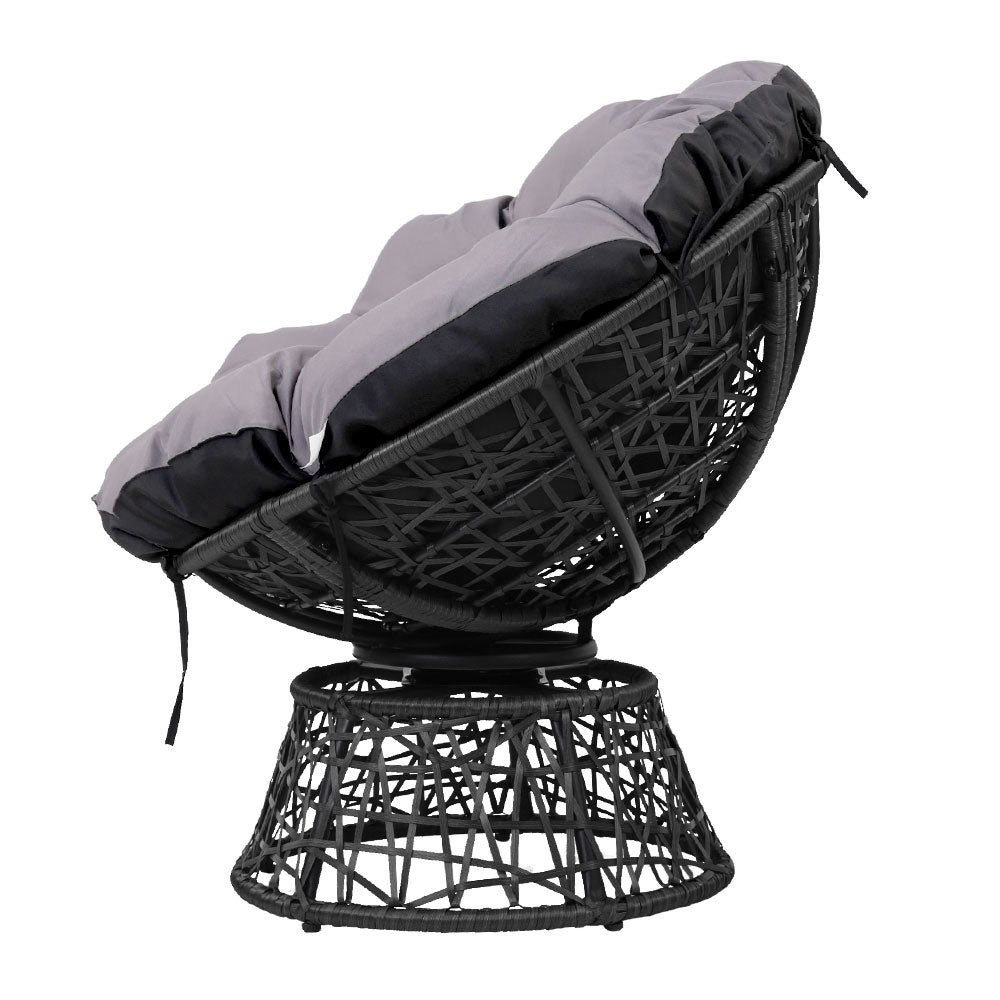 Burnley Outdoor Papasan Chairs Lounge Setting Patio Furniture Wicker - Black