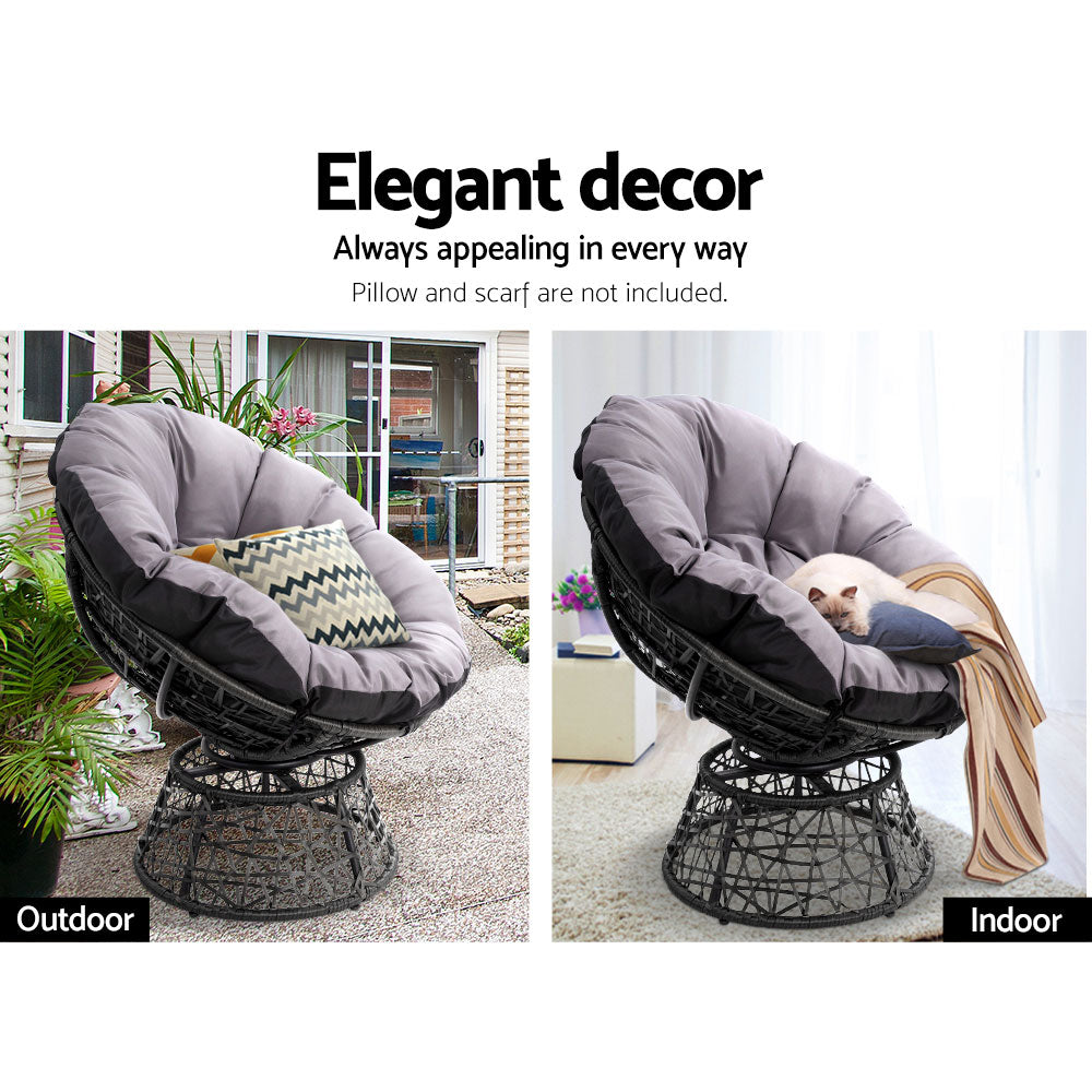 Outdoor Chairs Outdoor Furniture Papasan Chair Wicker Patio Garden - Black