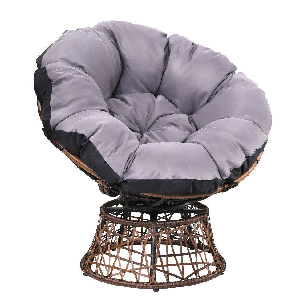 Burnley Outdoor Papasan Chairs Lounge Setting Patio Furniture Wicker - Brown