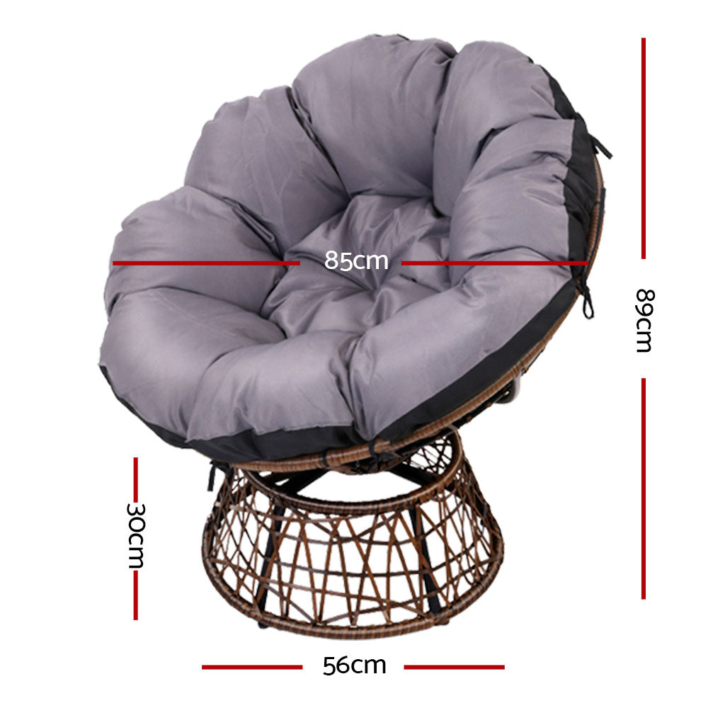 Outdoor Chairs Outdoor Furniture Papasan Chair Wicker Patio Garden - Brown
