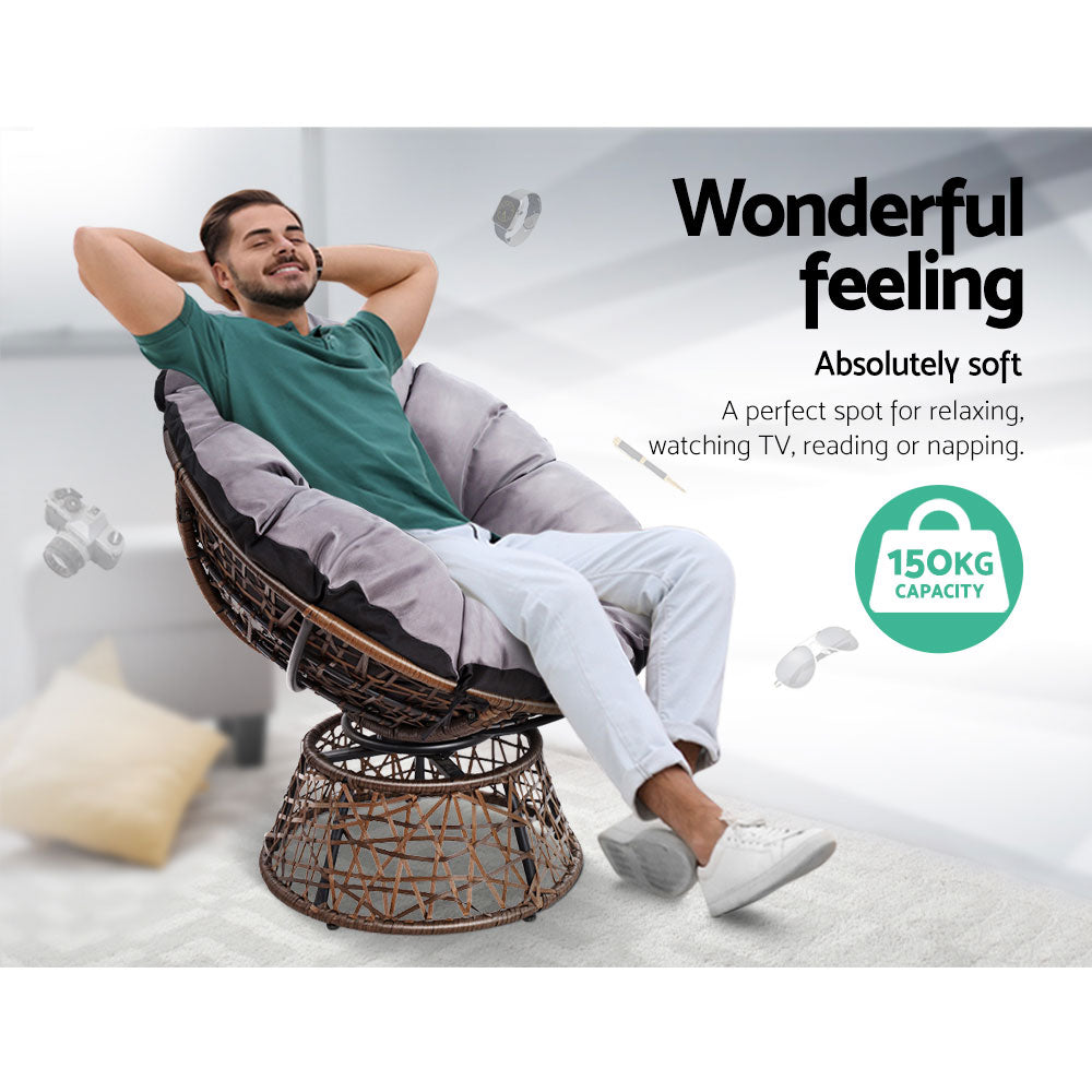 Outdoor Chairs Outdoor Furniture Papasan Chair Wicker Patio Garden - Brown