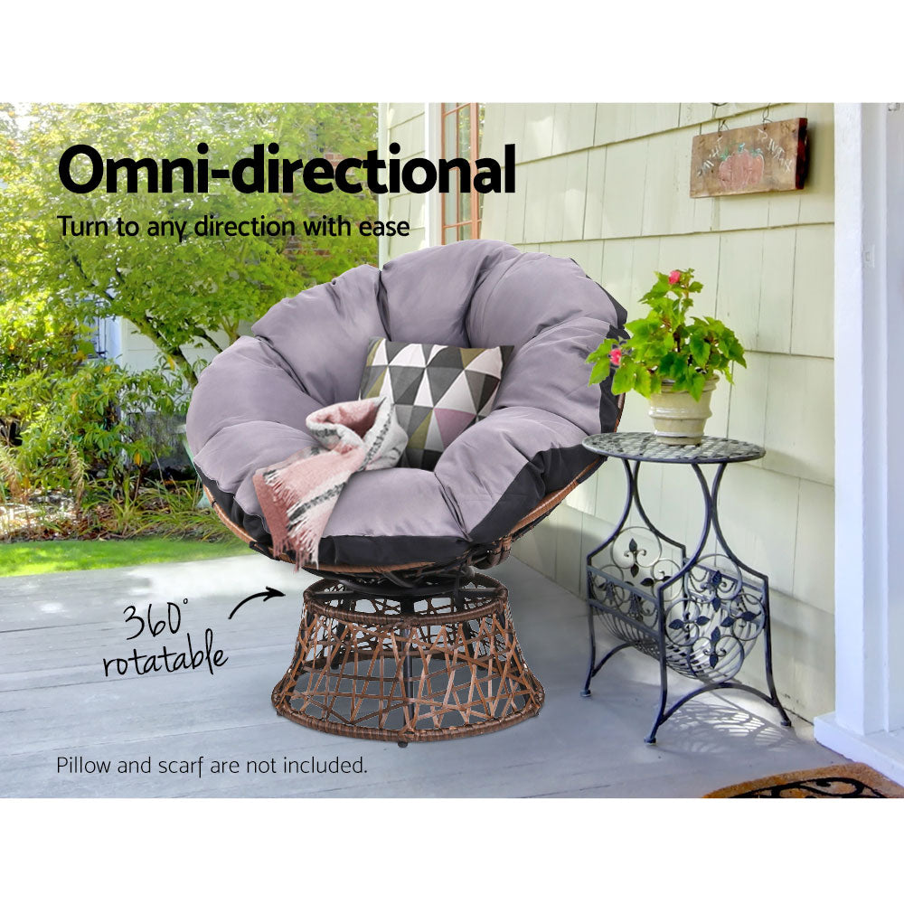 Outdoor Chairs Outdoor Furniture Papasan Chair Wicker Patio Garden - Brown