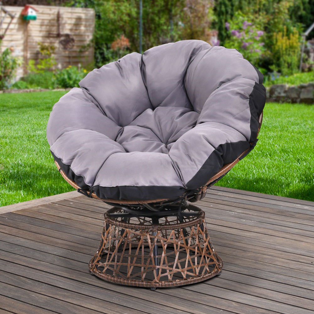 Burnley Outdoor Papasan Chairs Lounge Setting Patio Furniture Wicker - Brown