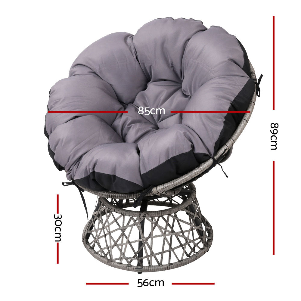 Burnley Outdoor Papasan Chairs Lounge Setting Patio Furniture Wicker - Grey