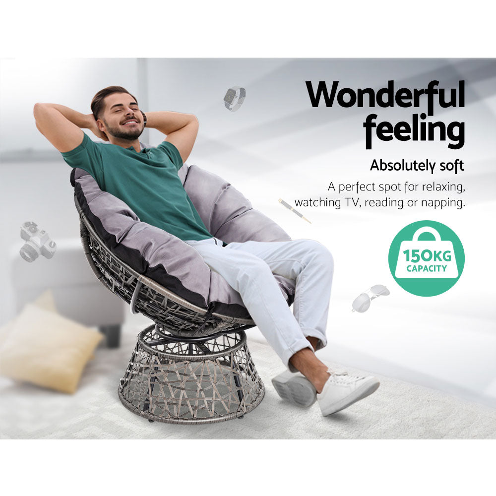 Outdoor Chairs Outdoor Furniture Papasan Chair Wicker Patio Garden - Grey