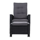 Dursley Recliner Chair Outdoor Furniture Setting Patio Wicker Sofa Chair and Ottoman - Black