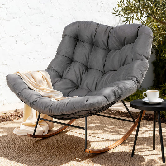 Sylven Outdoor Rocking Chair Furniture Papasan Recliner Garden Patio Lounge Setting - Grey
