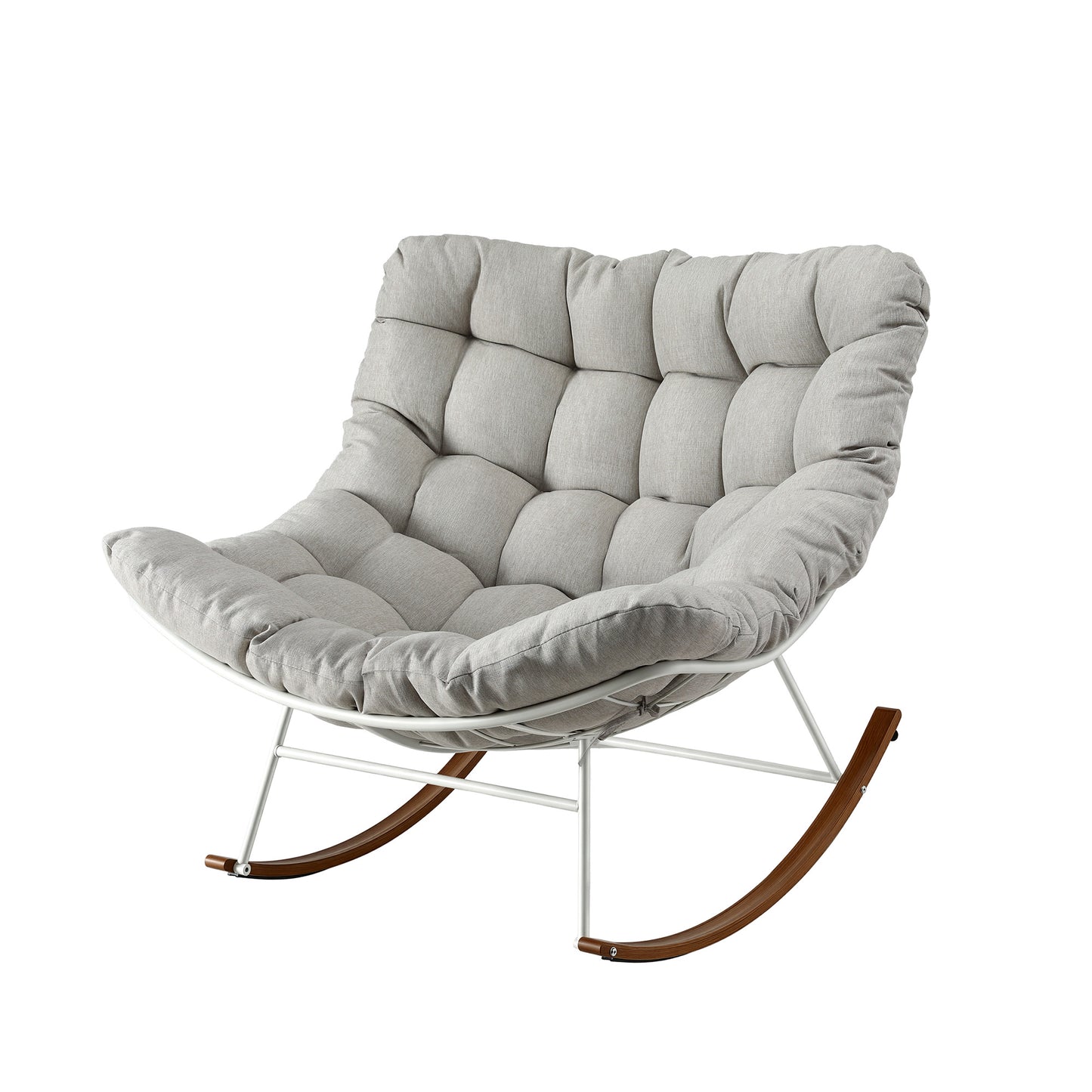 Sylven Outdoor Rocking Chair Furniture Papasan Recliner Garden Patio Lounge Setting - White
