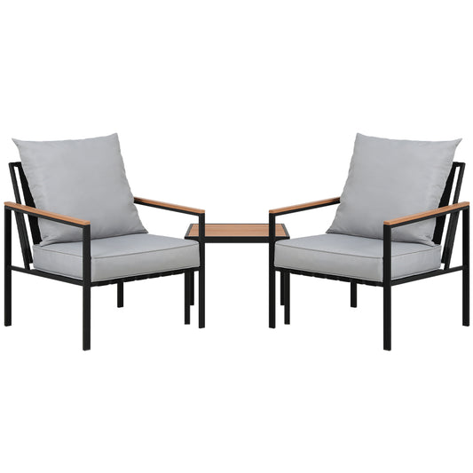 Imani 2-Seater Chairs Table Patio 3-Piece Outdoor Furniture - Grey