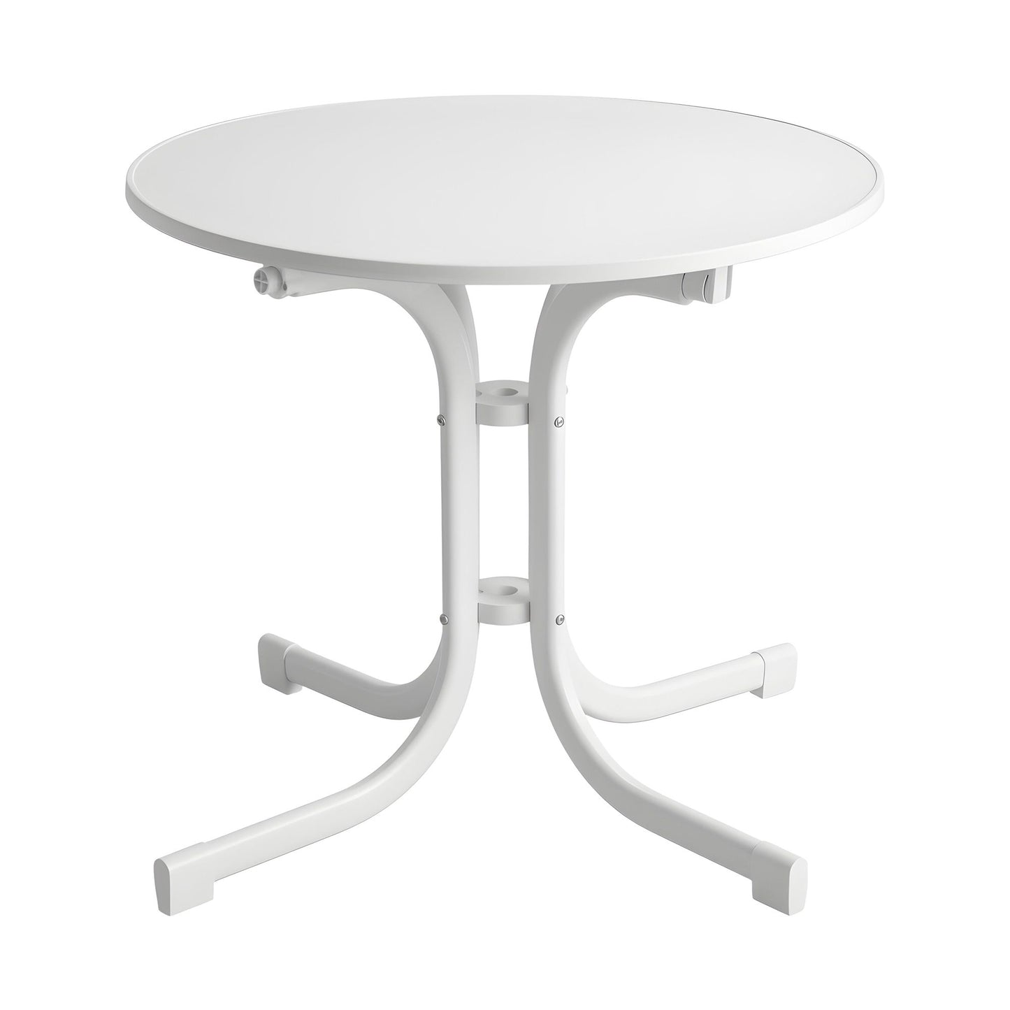 Maylis Outdoor Side Table 80cm Folding Steel Round Bistro Desk Cafe Patio Furniture White