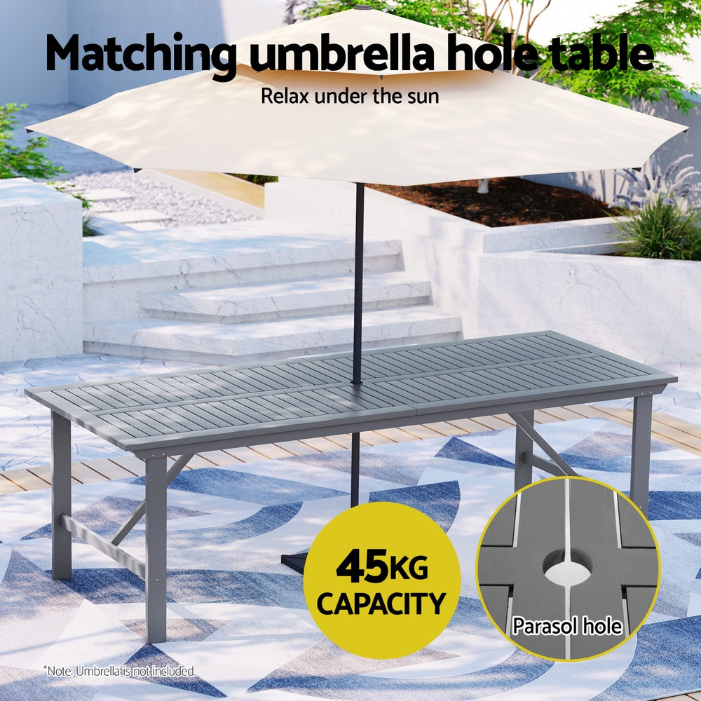 Axton 4-Seater Chair Table Patio Acacia 5-Piece Outdoor Furniture - Grey