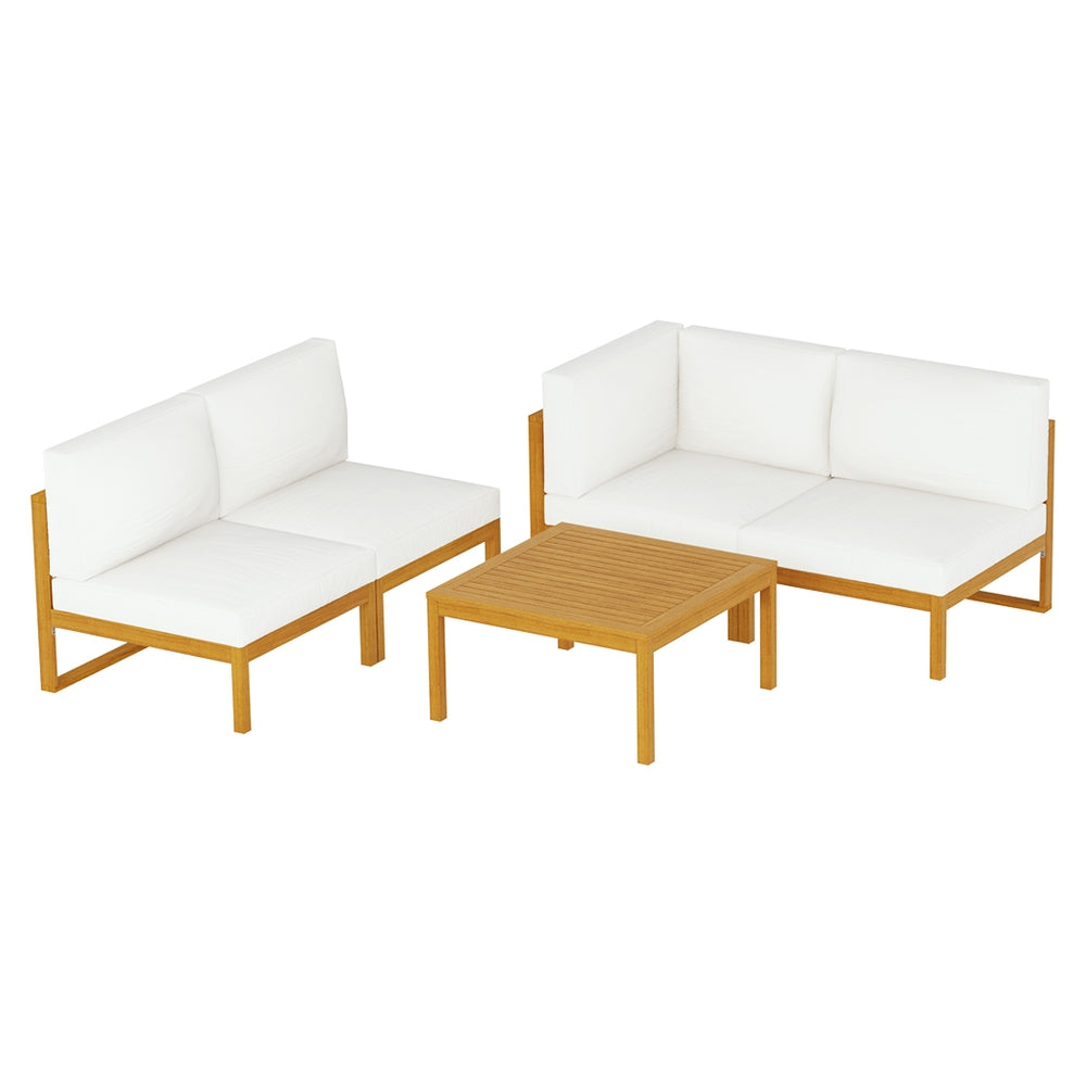 Angus 4-Seater Acacia Corner 5-Piece Outdoor Sofa - Wood