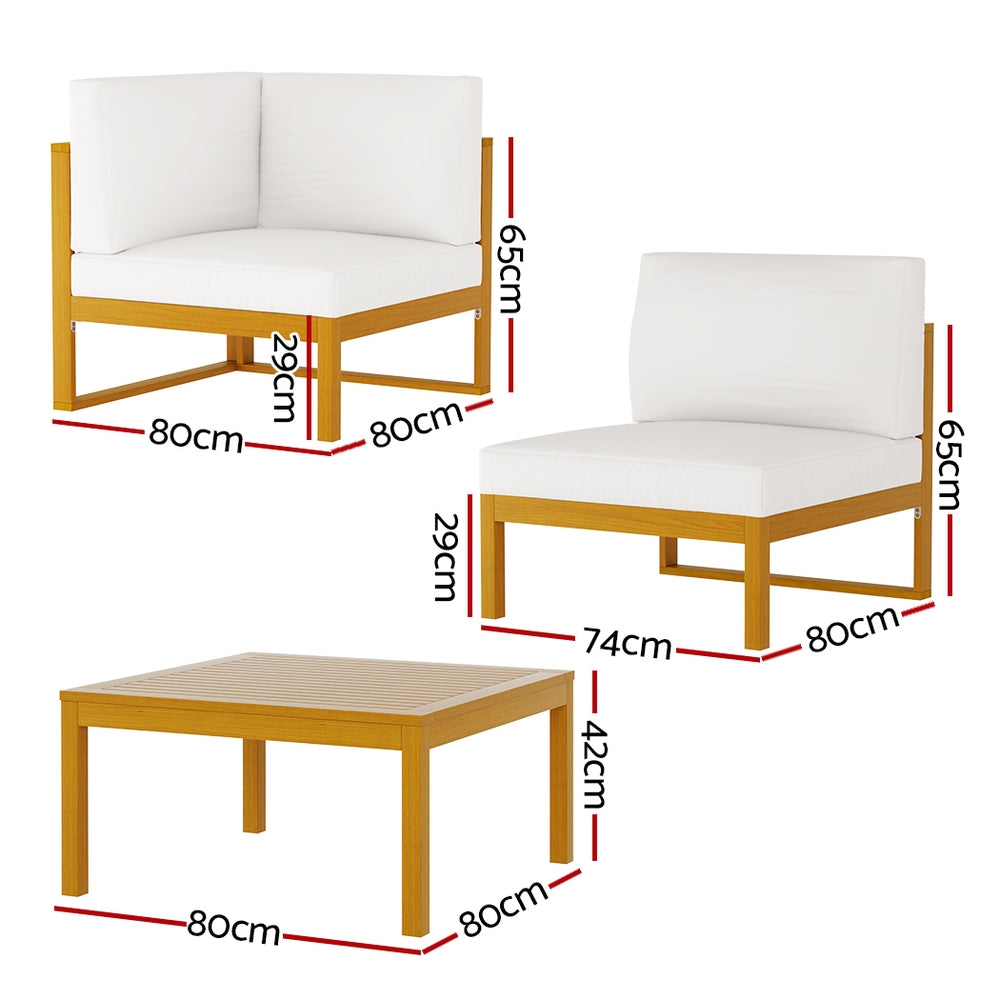 Angus 4-Seater Acacia Corner 5-Piece Outdoor Sofa - Wood